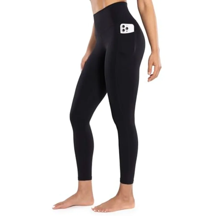 

ENERBLOOM Workout Leggings with Pockets for Women High Waist Yoga Pants/ Cream Soft Lightweight Athletic Gym Tights