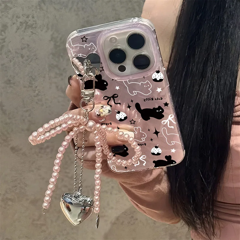 Bowknot كيتي أرنب قلادة الحال بالنسبة الشرف 400 الذكية X9D X7D فتاة الحب القلب الليزر غطاء الهاتف الحالات