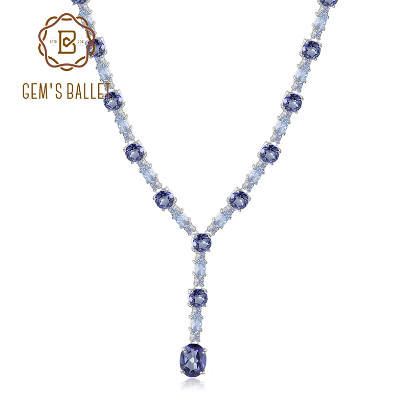 

GEM'S BALLET натуральный мистический кварц небесно-голубой топаз ожерелье из стерлингового серебра 925 пробы свадебное ожерелье для женщин ювелирные украшения