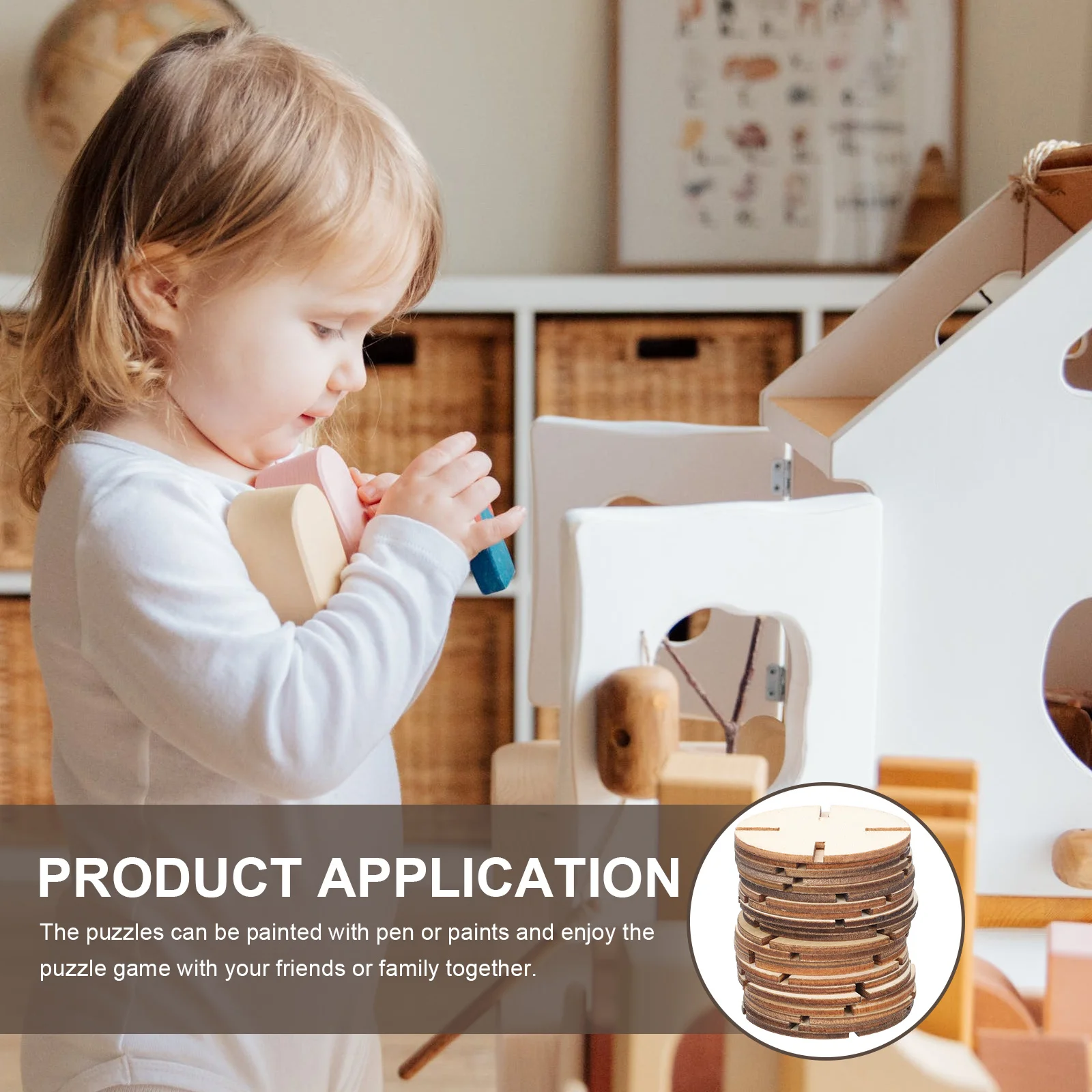 

50 шт. деревянные кусочки головоломки, пустые наборы для рукоделия «сделай сам» для детей, незавершенные деревянные блоки для рисования, рисования писать, креативная развивающая игра