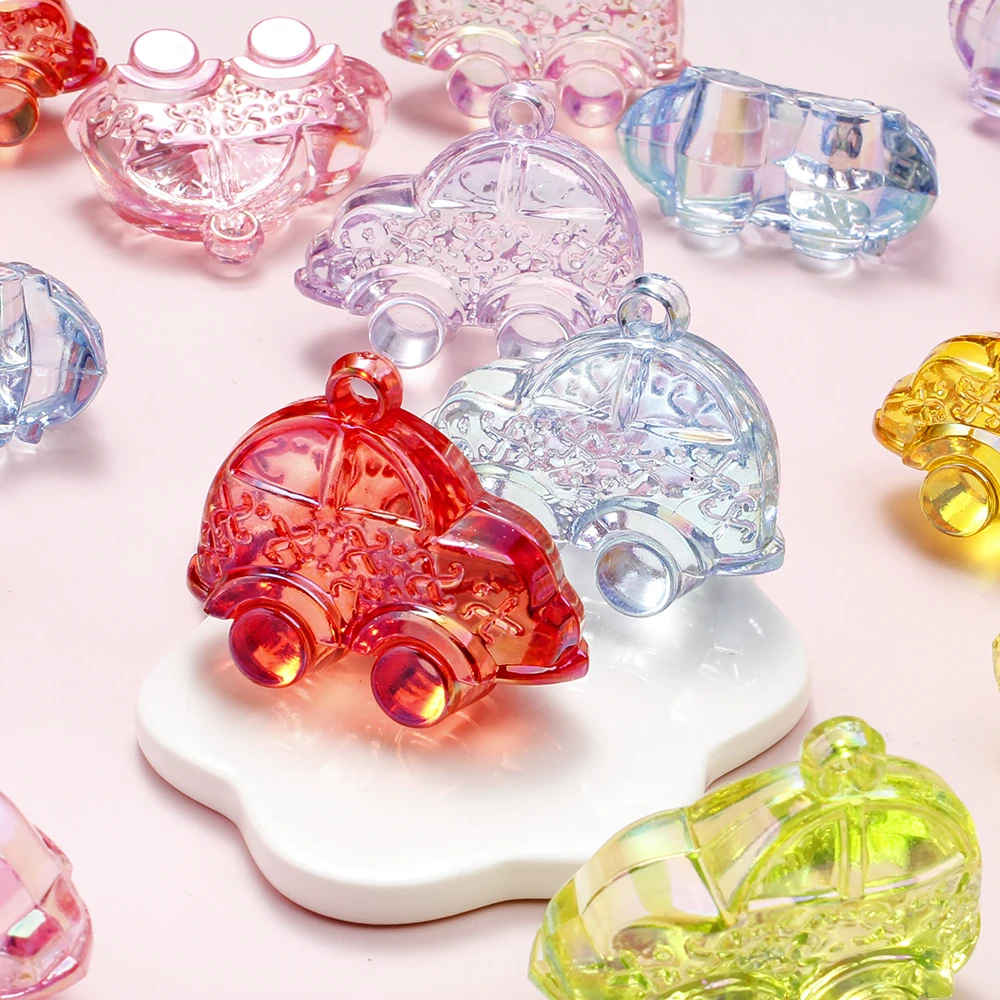 5 Stück 36*44MM Gemischte Farben Große Transparente Farbverlauf-Acryl-Autoanhänger für Handarbeiten DIY Schmuckzubehör – Detail 3