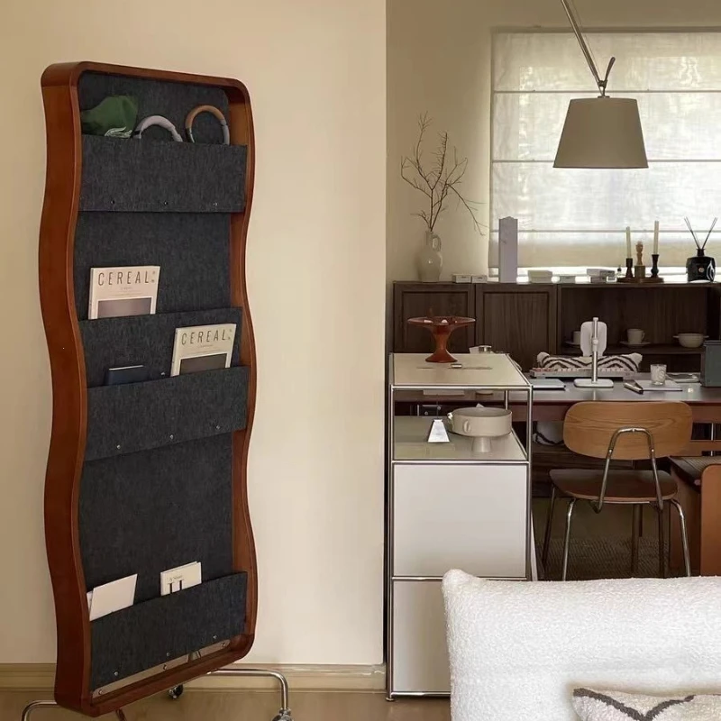 

Floor-to-ceiling storage mirror, full body French retro home, solid wood in waves, move slightly