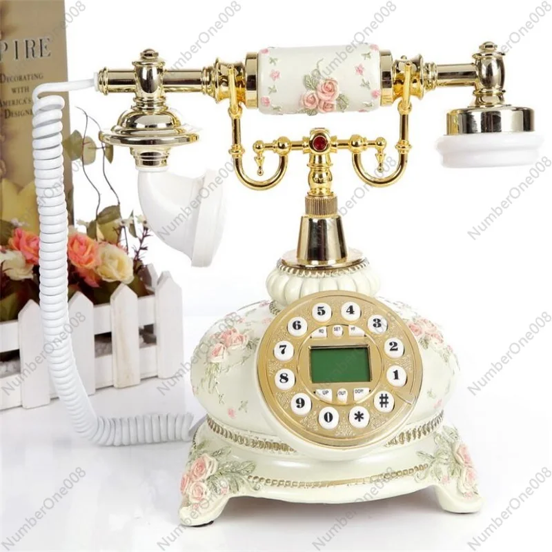 

White Antique Telephone Corded Landline Home Phones Vintage Classic Ceramic Home Telephone Antique Home Office Art Shops Gift