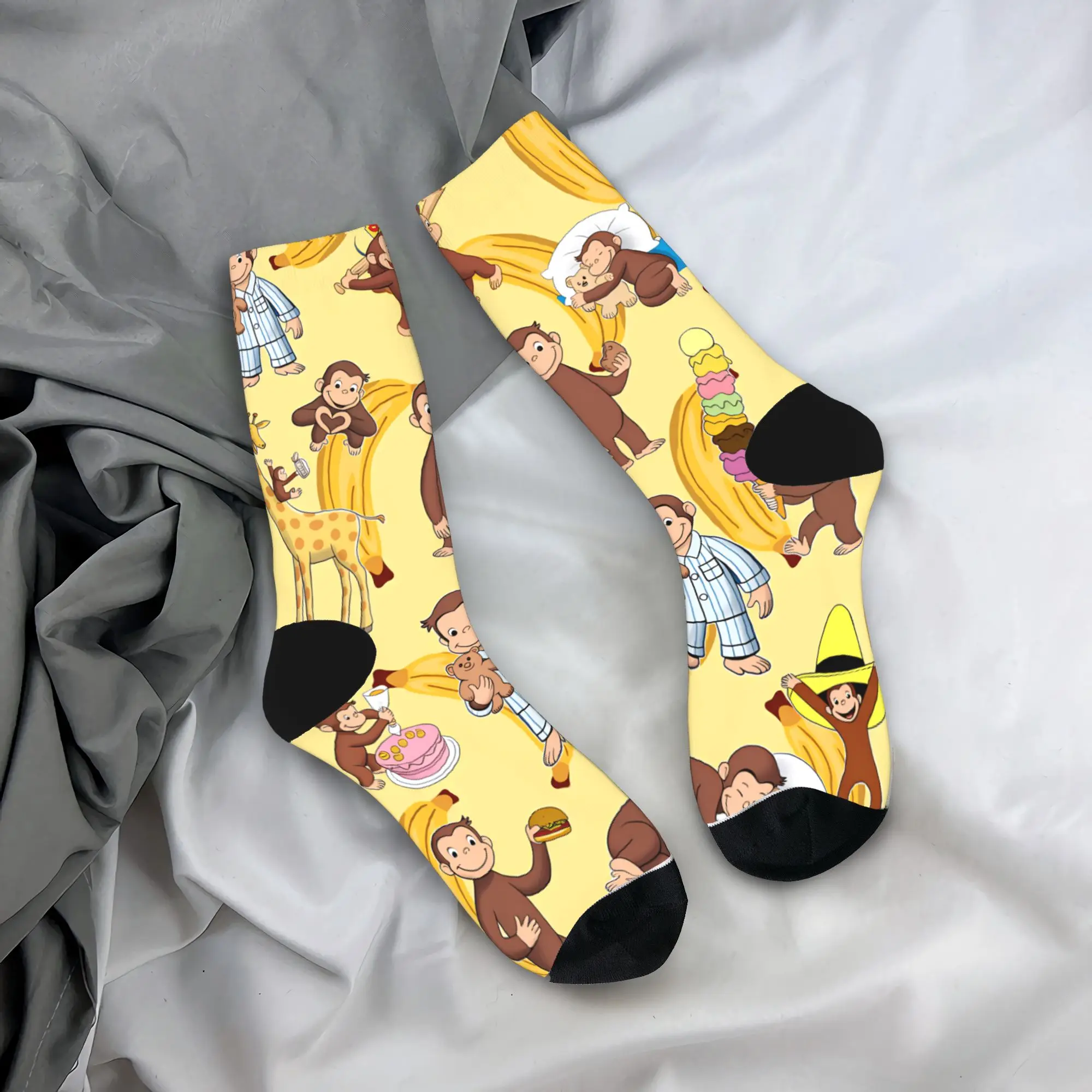 The Curious Monkey Socks  Anti-Slip Stockings Couple Comfortable Running Sports Socks Winter Korean Custom Socks