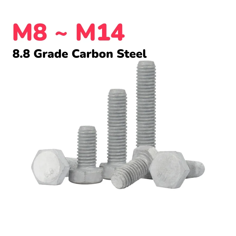8.8 Grade Hot-dip Galvanized M8 M10 M12 M14 Full/half Threaded External Hex Screw Bolt