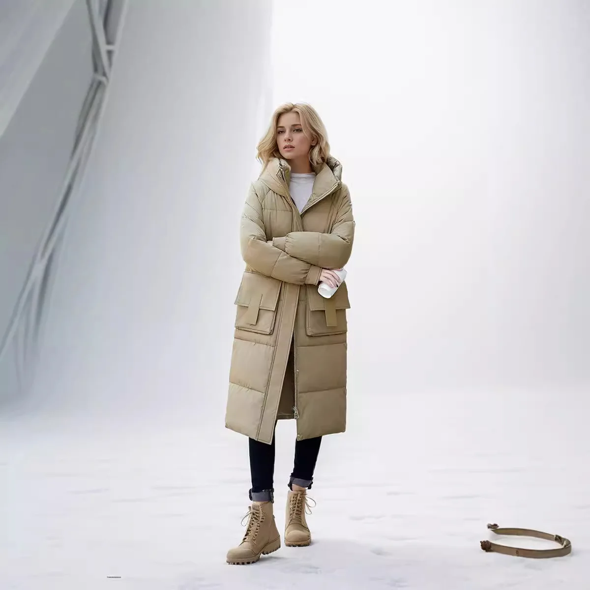 Giacca invernale da donna Parka Cappotto lungo Parka con cappuccio Cappotti Giacca imbottita da neve calda Giacca da donna in puro cotone di colore per donna