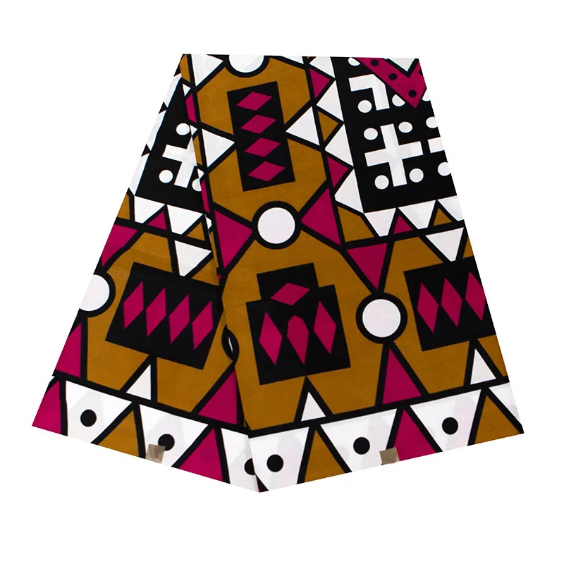 6Yards African Wax Print Fabric 100% Polyester Double-Side Geometric Pattern Ankara Fabric for Dressmaking Clothing DIY Craft
