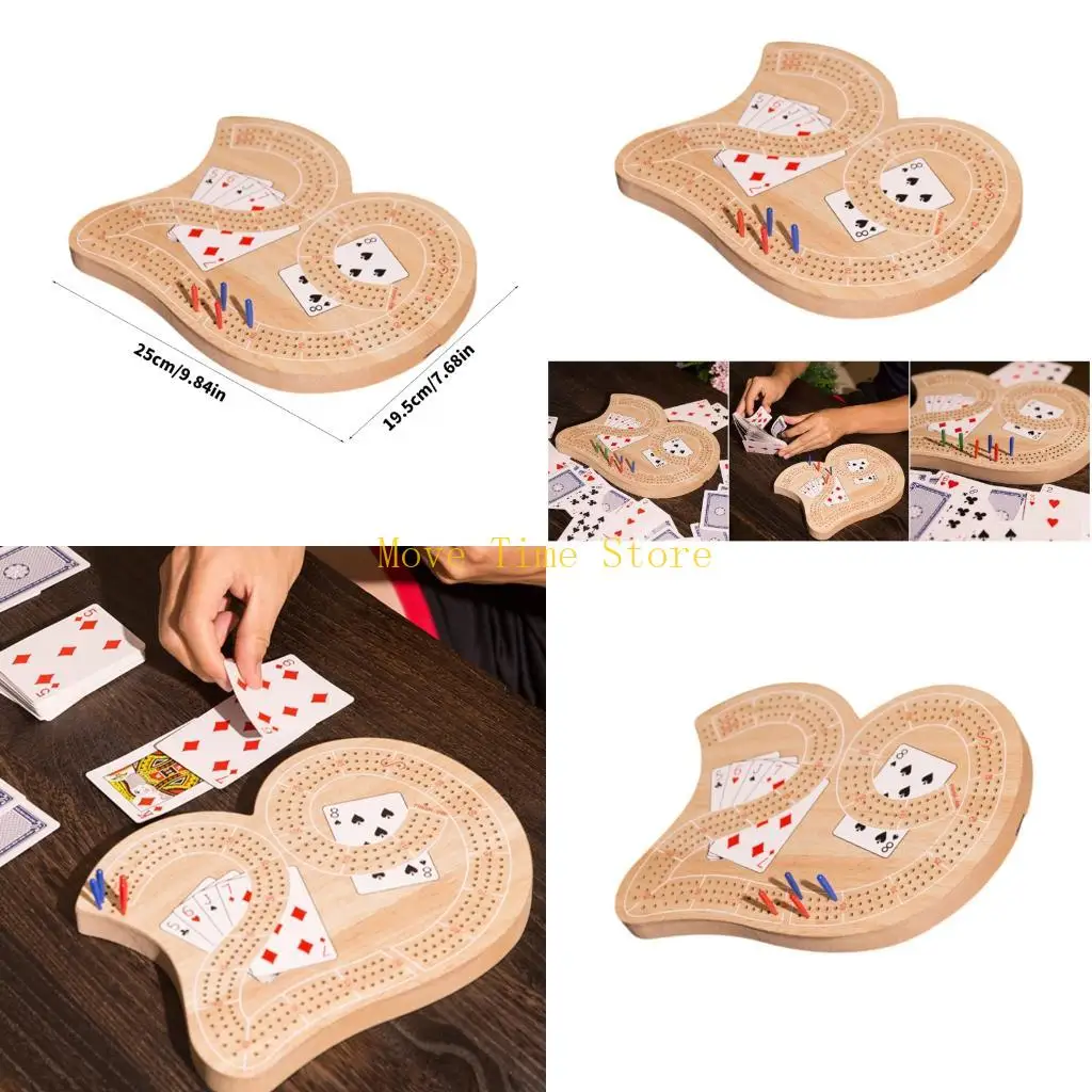 

92ME Wooden Cribbage Board Game Continuous 3 Track Board Strategy Cards Game Enhances Logics Skills And Strategic Thinking