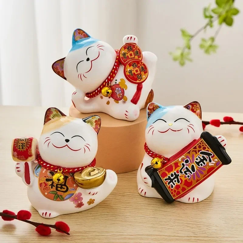 Creative Home Decoration Lucky Cat Piggy Bank Room Kawaii Decor Desk Accessories Maneki Neko Money Box Cute Ceramic Craft Gift