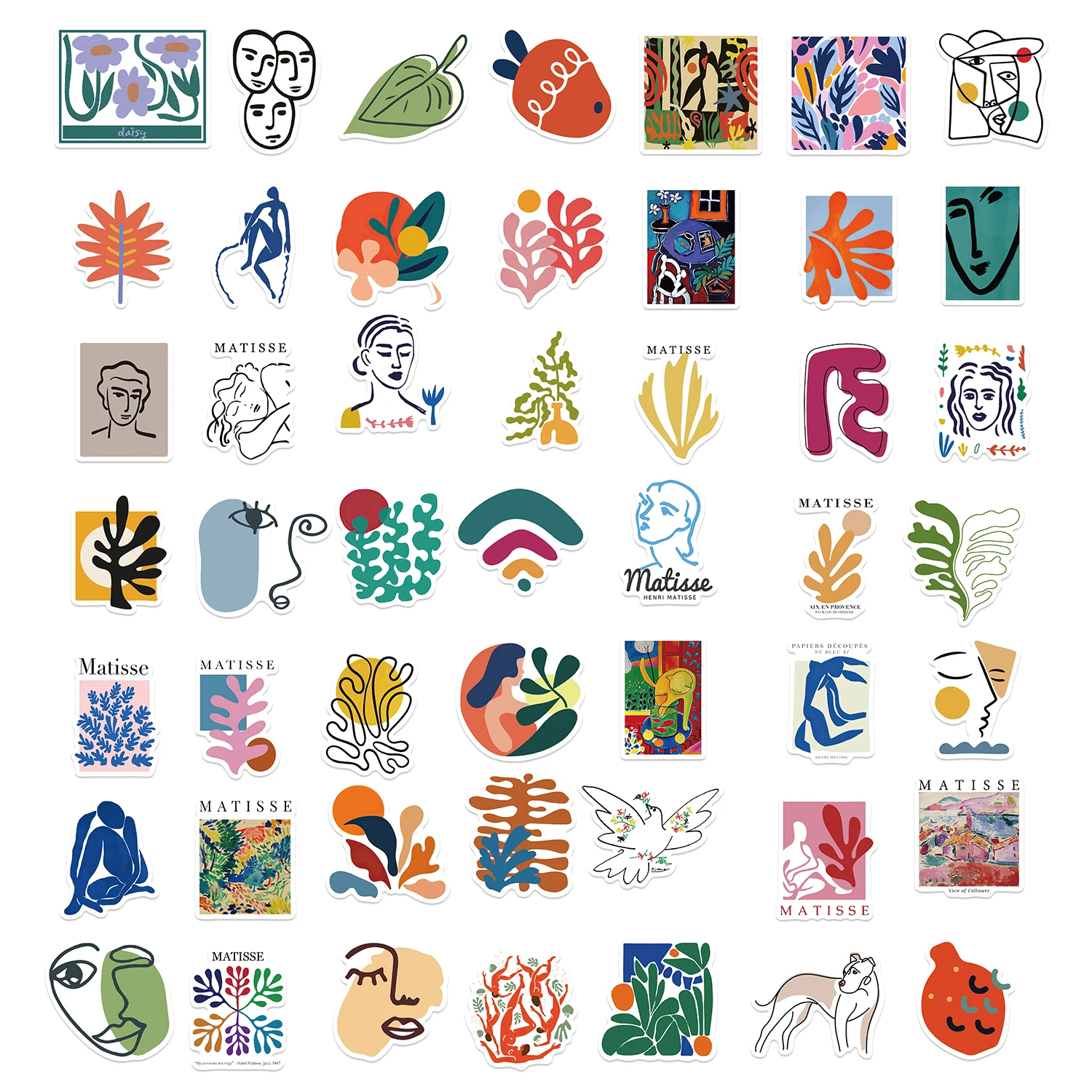 50 Stuks Matisse Stijl Sticker Abstracte Kunst Poster Schilderij Skateboard Telefoon Laptop Bagage Cool Graffiti Stickers