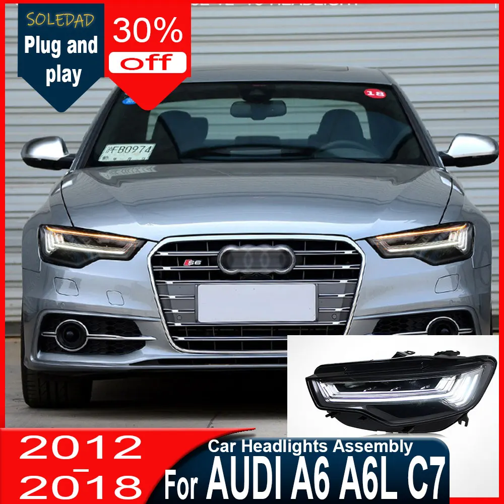 For Audi A6 2012 2013 2014 2015 2016 2017 2018 C7 Upgrade A6L full LED DRL Head Lamp Dynamic Signal High Low Beam Accessories