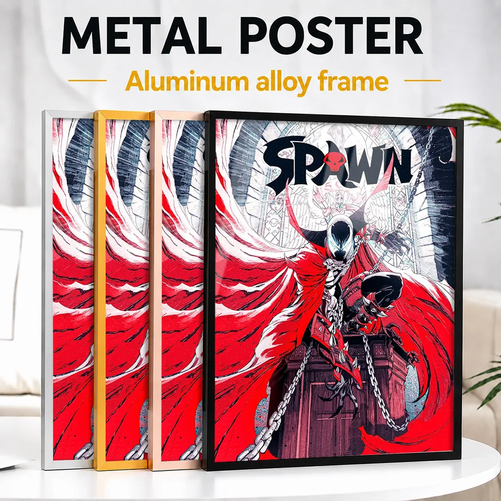 Spawn Flowing Red Cape Framed Aluminum Metal Poster Personalized Illustrated Wall Art For Games Room, Comic Book Collector Gift