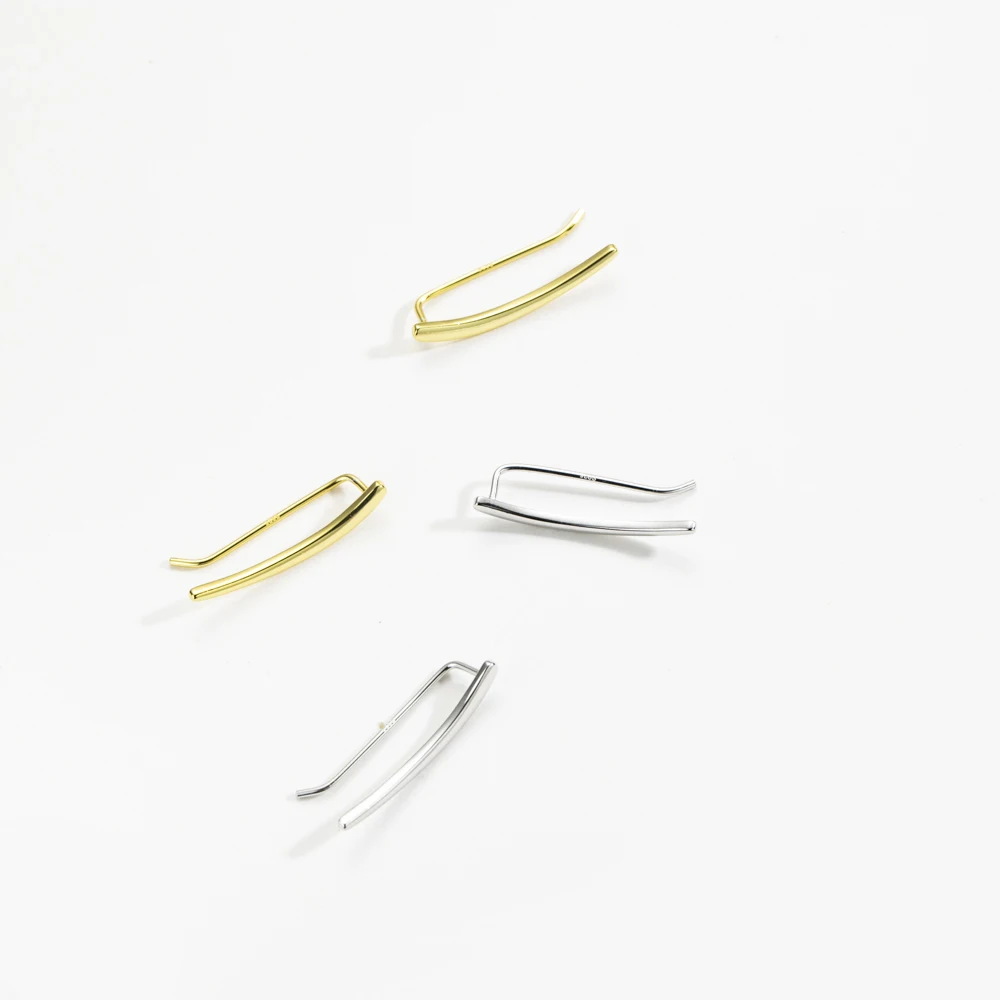 KIKICHICC 925 Sterling Silver Gold Big 25mm Plain Long Climber Women Earring Clips Pendiente Line Fine Jewelry 2023 Birthday image 5