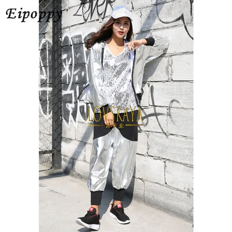 Modern Jazz Dance Loose Long sleeved Street Dance Clothing Adult