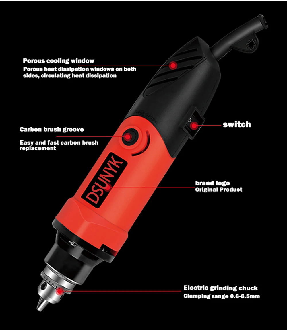 500W Engraver Electric Drill 110V/220V 35000RPM 6-speed Variable Speed Electric Grinder Grinding Machine Polishing Rotary Tool