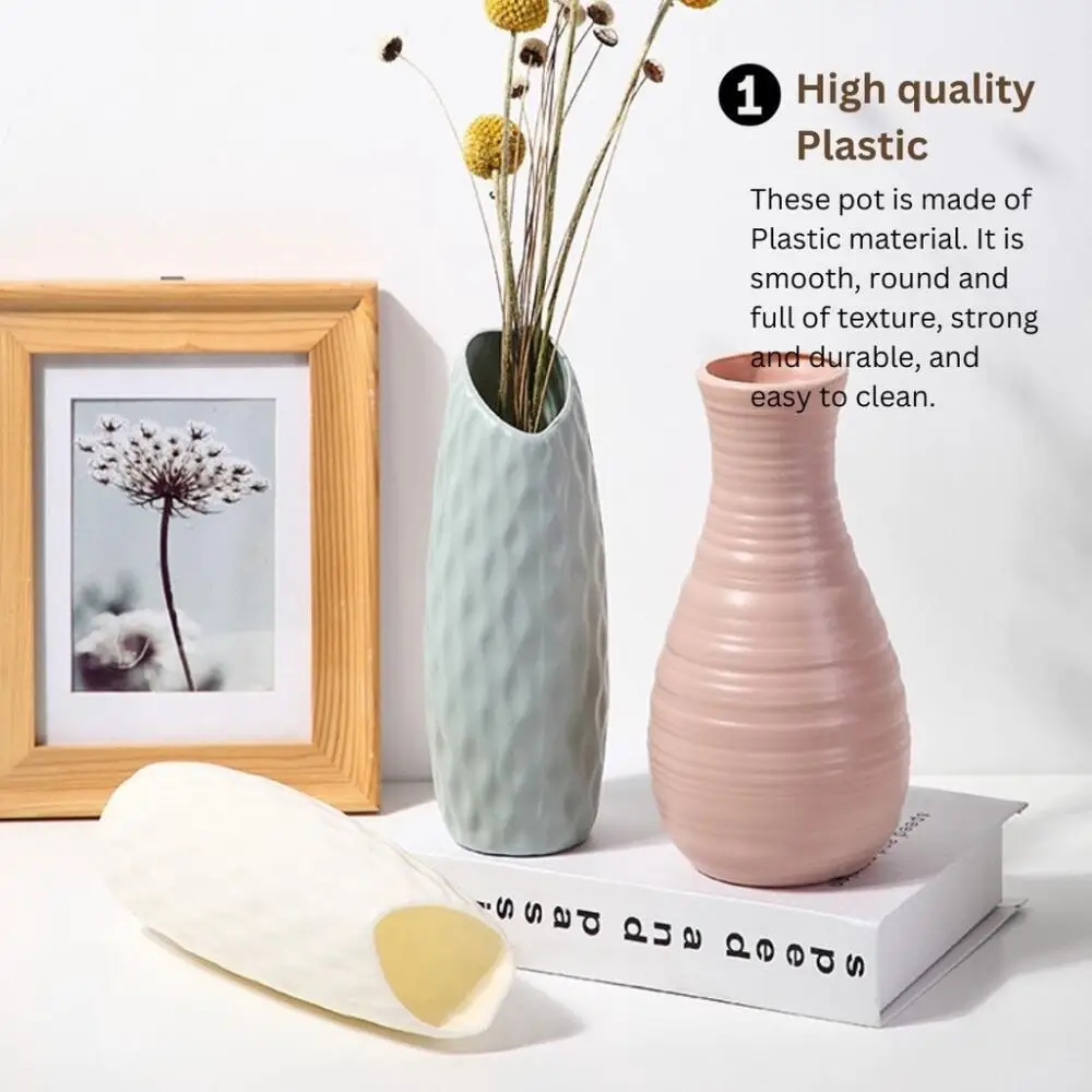 Ins Nordic Style Plastic Flower Vase, Shatterproof Minimalist Fresh Design, For Living Room Home Decor Floral Arrangement