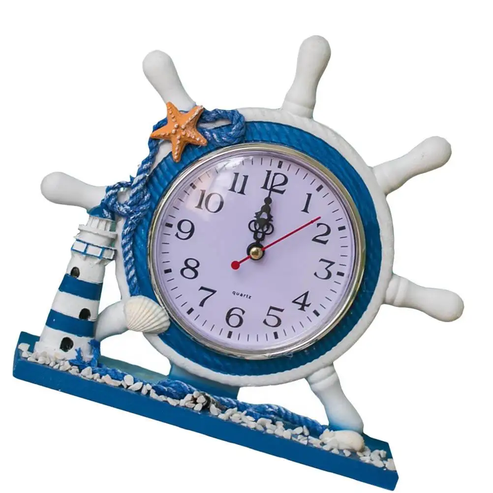1Pc Nautical Style Clock Lamp Tower Silent Desk Table Home Decor Ocean naments Household Living Room Accessories Theme - Image 3