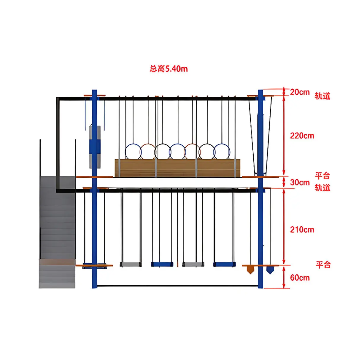 Heißer Verkauf Kletterkurse Abenteuerpark Ausrüstung Outdoor Indoor Seilspielplätze für Kinder und Erwachsene