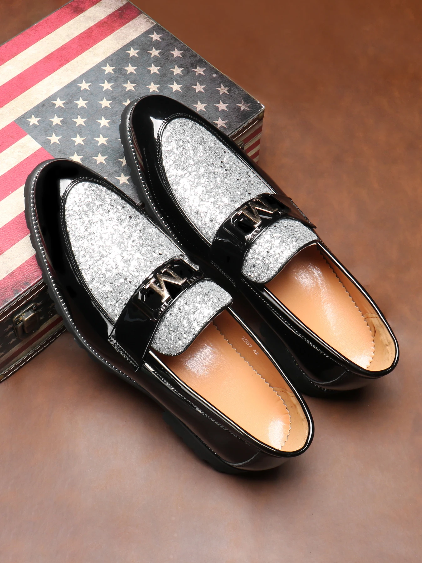 

Мужские роскошные лоферы с блестками для свадебной вечеринки, ночного клуба, мокасины, молодежная модная кожаная повседневная обувь для мужчин без шнуровки