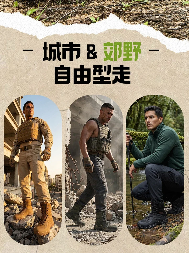 Herren Neue Armee-Stiefel Outdoor Wasserdichte Ultraleichte Arbeits-Taktische Stiefel Schnür-Camping-Stiefel Rutschfeste Hochwertige Wüstenstiefel – Detail 7