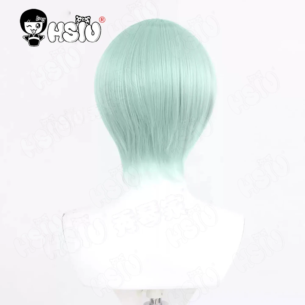 วิกคอสเพลย์ Saja Boys HSIU 30 ซม. สีเขียวมิ้นต์ ผมสั้น วิกผมสังเคราะห์+หมวกวิก อนิเมะ K-Pop Demon Hunters Saja Boys Cosplay
