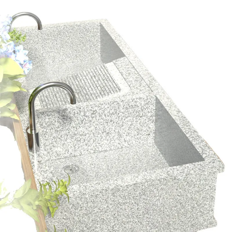 Outdoor wash basin Granite outdoor courtyard Stone wash basin with washboard Outdoor laundry cabinet Splicing sink