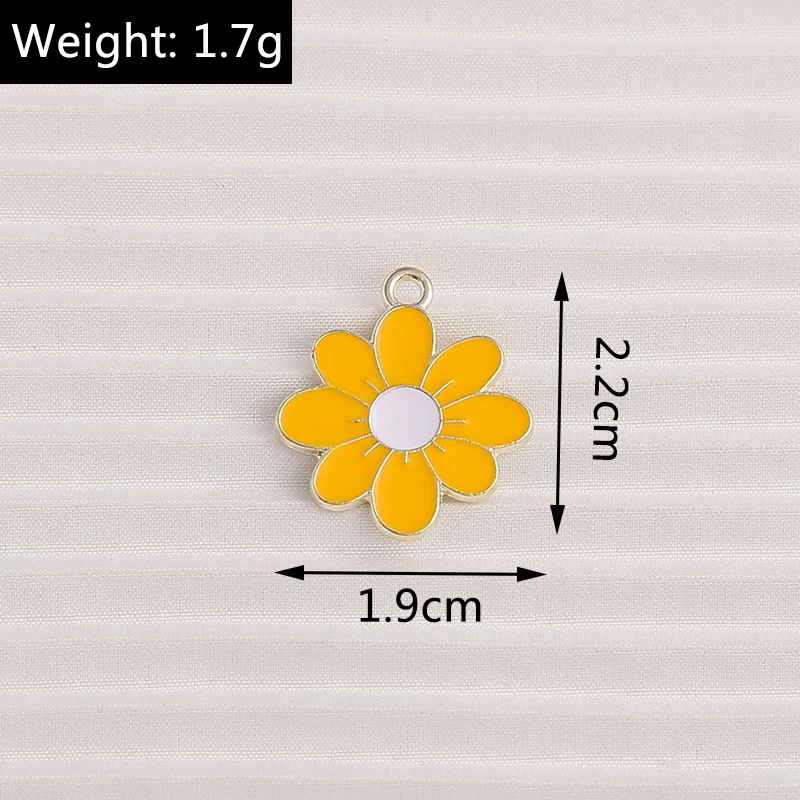10 Stück 19 x 22 mm niedliche Emaille-Blumen-Charms-Anhänger für Schmuckherstellung, Tropfen-Ohrringe, Halsketten, Armbänder, DIY-Bastelzubehör – Detail 1