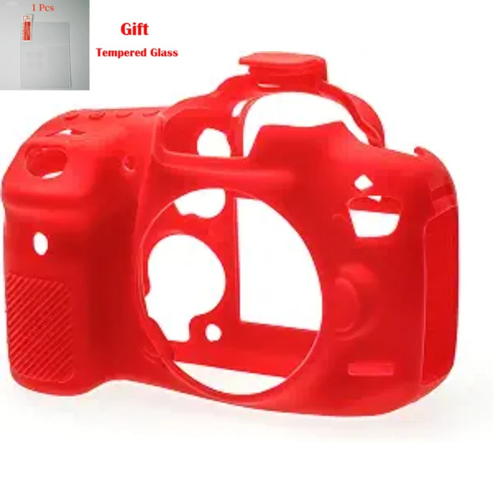 For Canon 7D2 Protective Body Case 7DII Silicone Cover protection Soft case Non-slip protective case + 1PCS Free Tempered Film