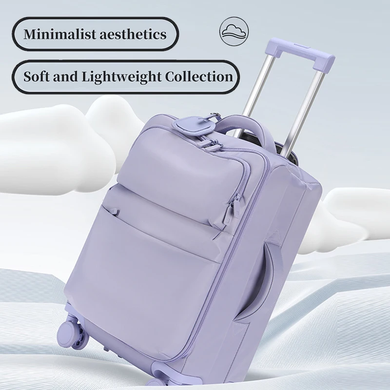 Bagaglio a mano da donna, valigia in tessuto ultraleggero da 20 pollici con blocco password, valigia trolley, valigia da viaggio