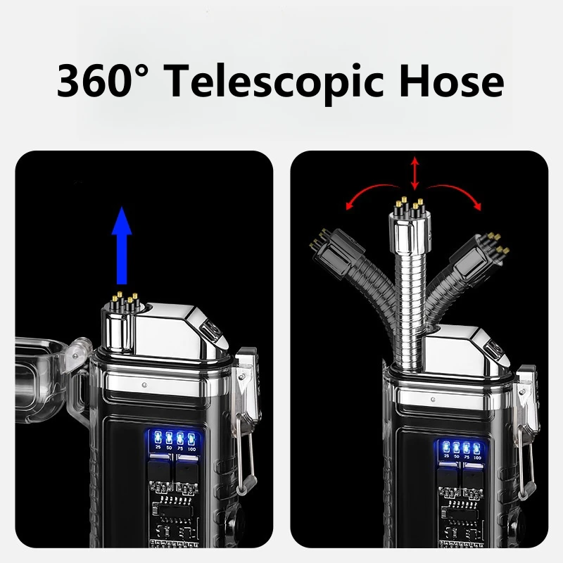 Bend Telescopic Hose 360° Use Electric Dual Arc Type-CUSB Lighter COB Lighting Outdoor IP56 Waterproof Pulse Flameless Lighter