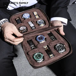 2/4/6/8 Slots Watch Storage Box, Carry Case, Watch Display Organizer, Watch Box Holder Display Genuine Leather Zipper Watch Case