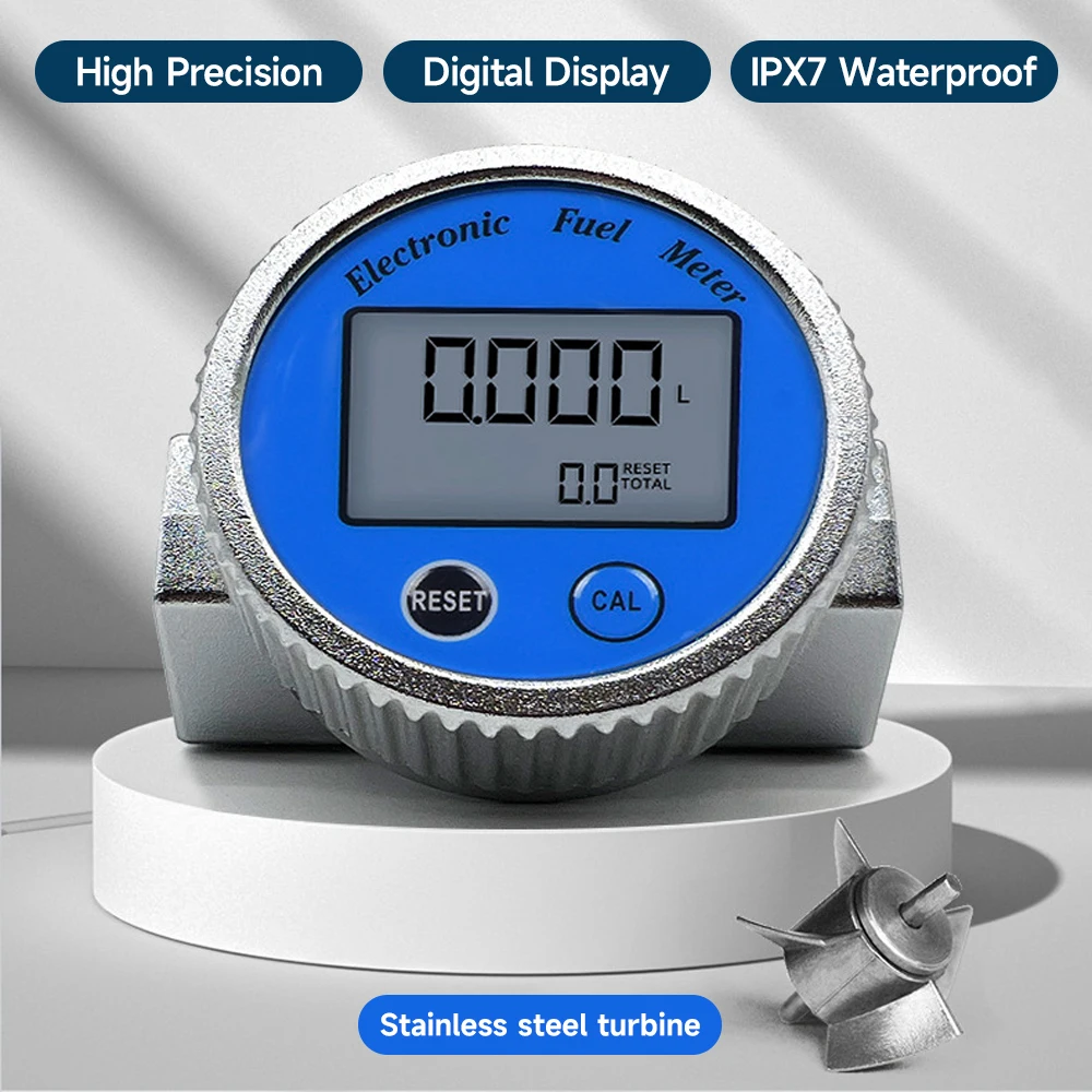 High Precision Electronic Turbine Flowmeter Digital Display Flow Meter for Methanol Diesel Gasoline Kerosene Water Waterproof