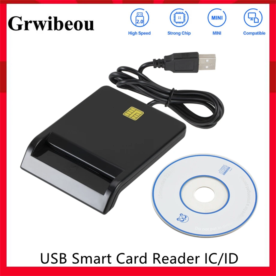 

Grwibeou X02 USB SIM Smart Card Reader For Bank Card IC/ID EMV SD TF MMC Cardreaders USB-CCID ISO 7816 for Windows 7 8 10 Linux