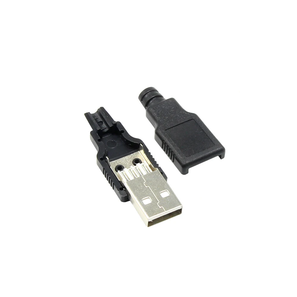 10pcs USB 2.0 4Pin ประเภท A ชายหญิงปลั๊กพลาสติกสีดําฝาครอบ USB 4 พินซ็อกเก็ตอะแดปเตอร์ DIY ชุด