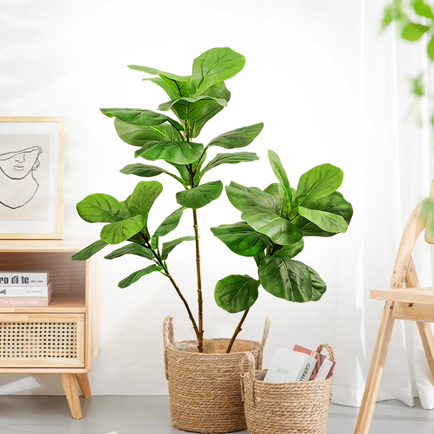 76-135cm (53.1 in) Artificial Ficus microcarpa Plants for Outdoor Yard Garden Indoor Home and Office Decoration