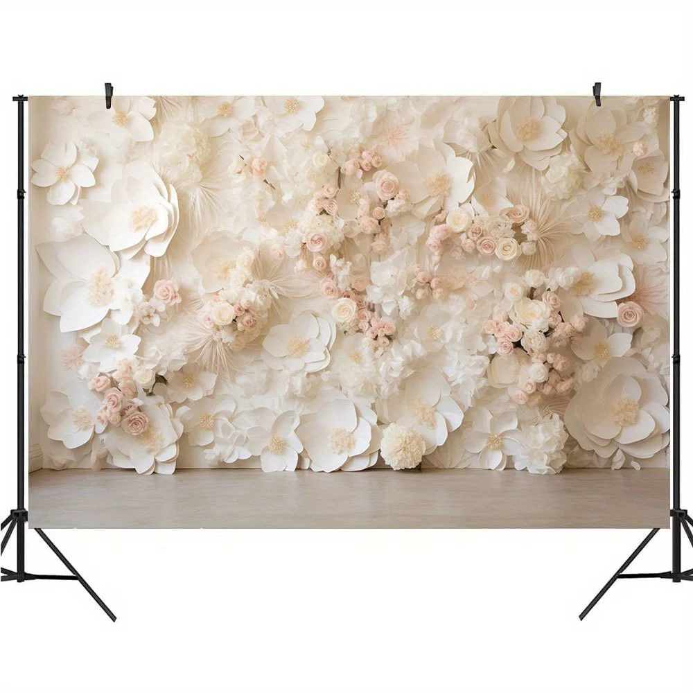 White petal photography background, baby shower birthday party decorated banner, wedding bridal shower photo