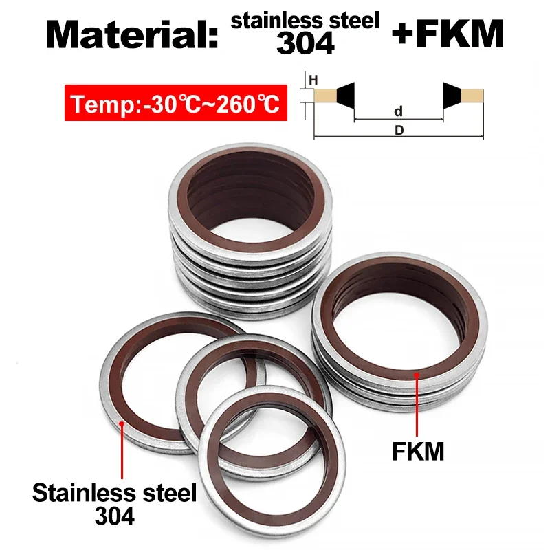 10 Pcs NBR/FKM O-Ring Rubber Metal Seal High Temperature Wear Resistant Pipe Gasket Fuel Line Connection Seal Bonded Washer