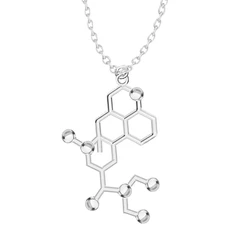 3D Serotonin Adrenaline Caffeine Dopamine Molecule Science Biology Chemical Charm Pendant Necklace Chemistry Fashion Jewelry