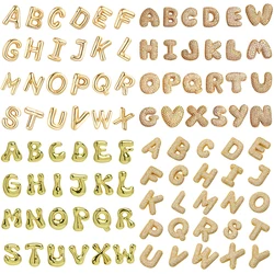 Chunky Balloon Letter Pendant Necklace Gold Plated Stainless Steel Alphabet Bubble Initial Necklace Cubic Zircon Jewelry Gifts