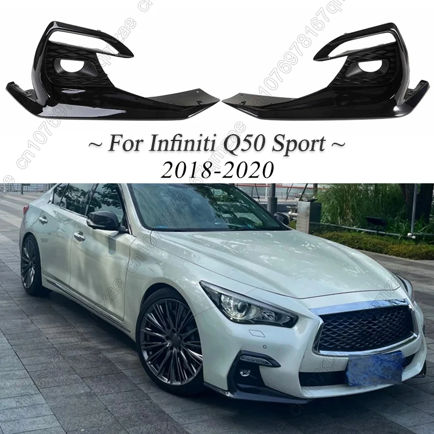 

For Infiniti Q50 Sport Versions 2018 2019 2020 Front Bumper Fog Light Cover Side Air Intake Vent Hood Lamp Frame Bezel Cap Trim