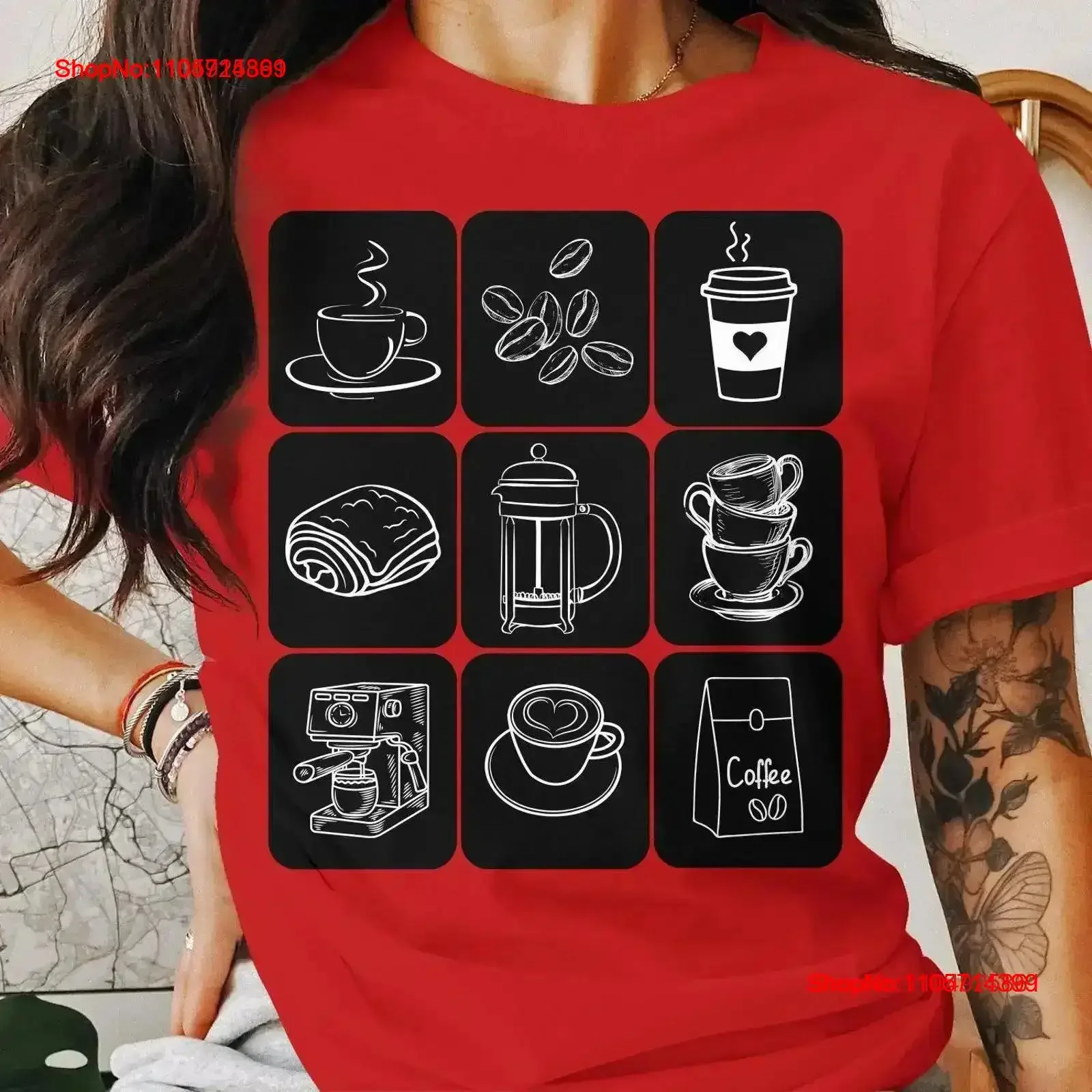 Coffee Lovers T Shirt Cute Cup Icons Casual Shop Apparel vintage Washed Stretched Slightly Soft Versatile fashion vintage