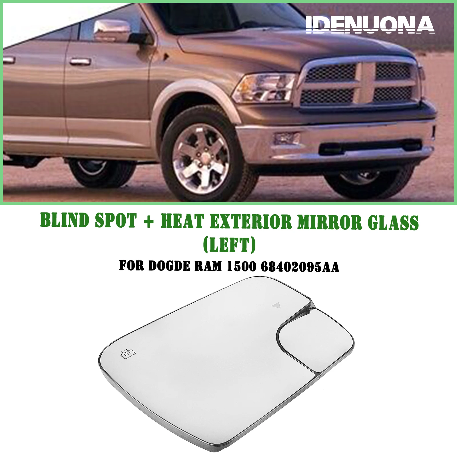 

Exterior Rear View Rearview Side Reverse Mirror Glass Astern Lens With Backing Plate For Dodge Ram 1500 Advance Model 68402095AA