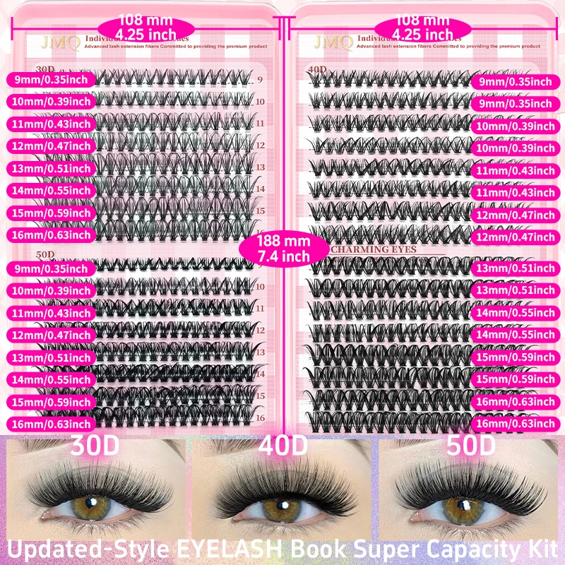 مجموعات الرموش رقيق مانغا الرموش مجموعات DIY متعددة النوع Wispy صينية أسفل الرموش ، سبايك ، مجموعات حجم الرموش عدة