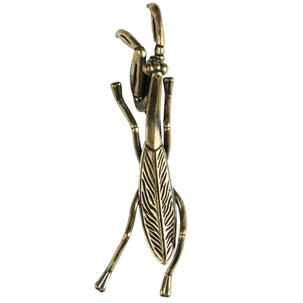 Brass Mantis Ornament Delicate Creative Insect Desktop Decor Vintage Small Mantis Statue Home Office Decoration