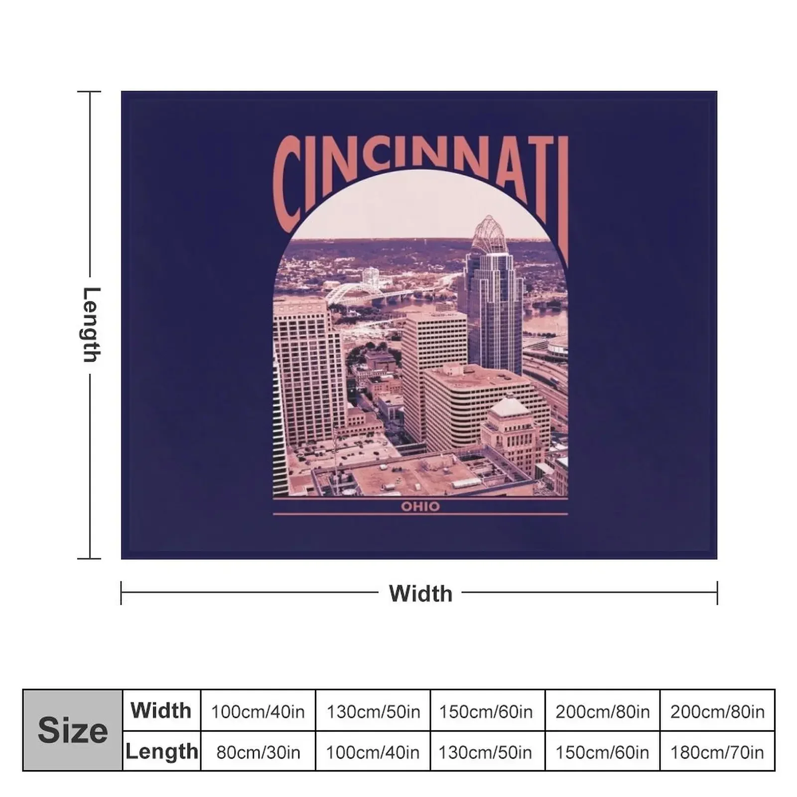 Cincinnati Ohio Throw Blanket Luxury Thicken Sofa Throw Furry Decorative Throw Blankets