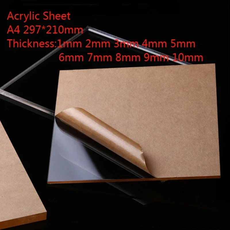 A4 Size Clear Acrylic Sheet Thickness 1/2/3/4/5/6/7/8/9/10mm  Acrylic Board Organic Plastic Sheet 297x210mm Glass