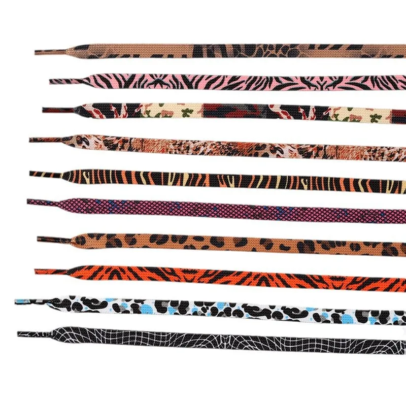 1 Pair Newest Classic Leopard Print Shoelaces Women Girl Men Flat Laces Applicable To All Kinds of Shoes for Outdoor Activities