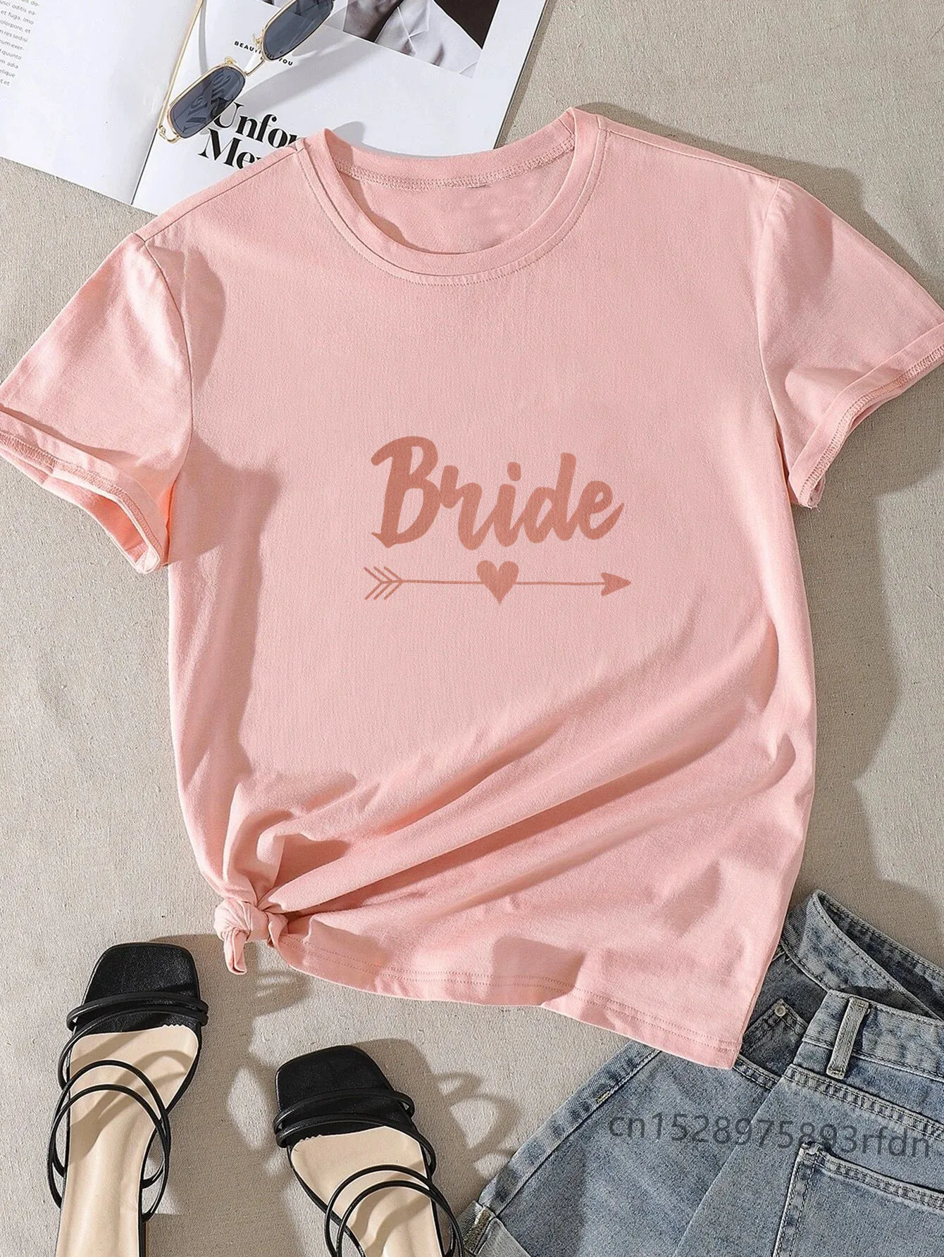 T-shirt Team Bride Squad Arrow pour femme, enterrement de vie de jeune fille, vêtements pour filles