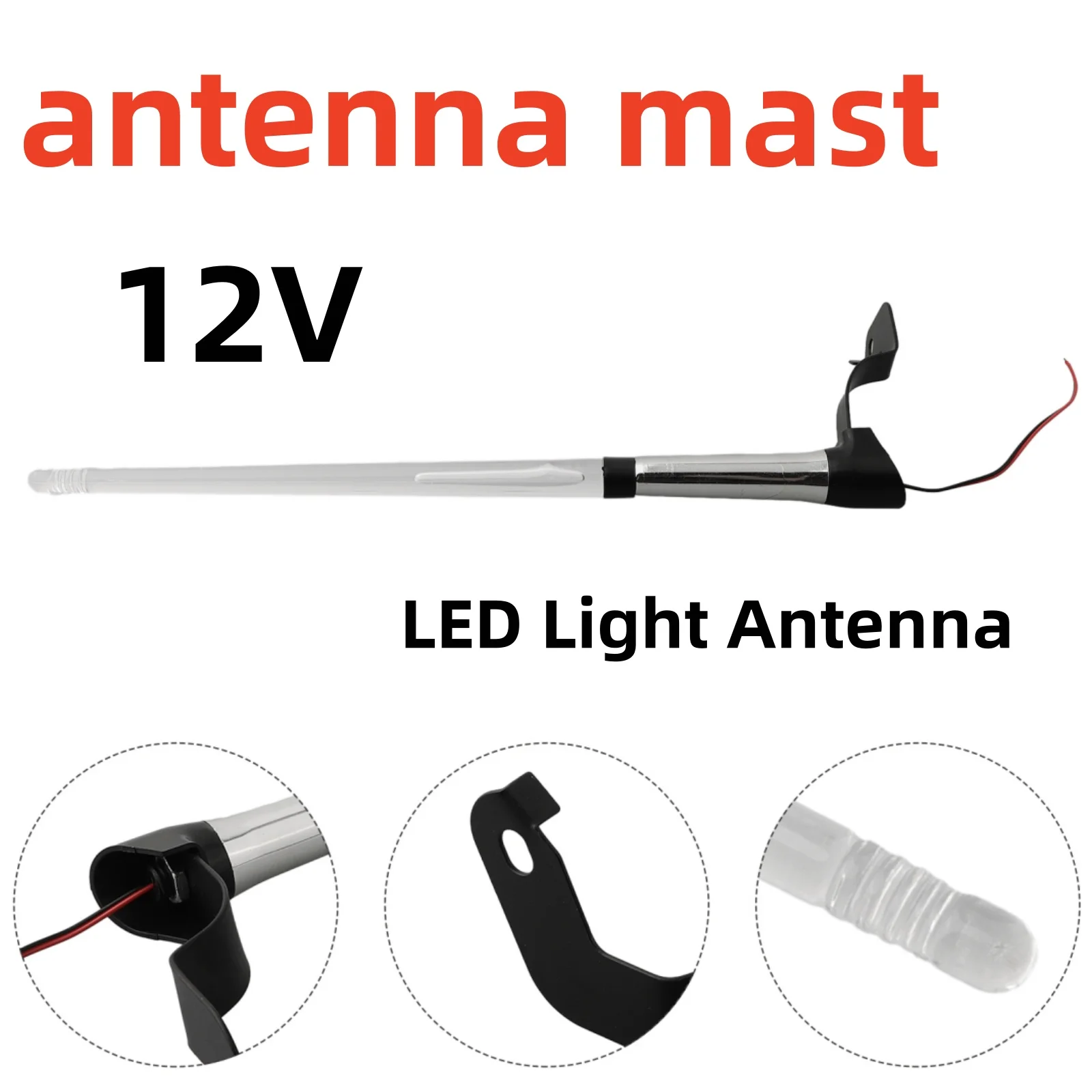 

Car Antenna Mast 12V Car Accessory Flag Pole External LED Light Antenna Transparent Pole Automobiles Exterior Aerials Accessorie