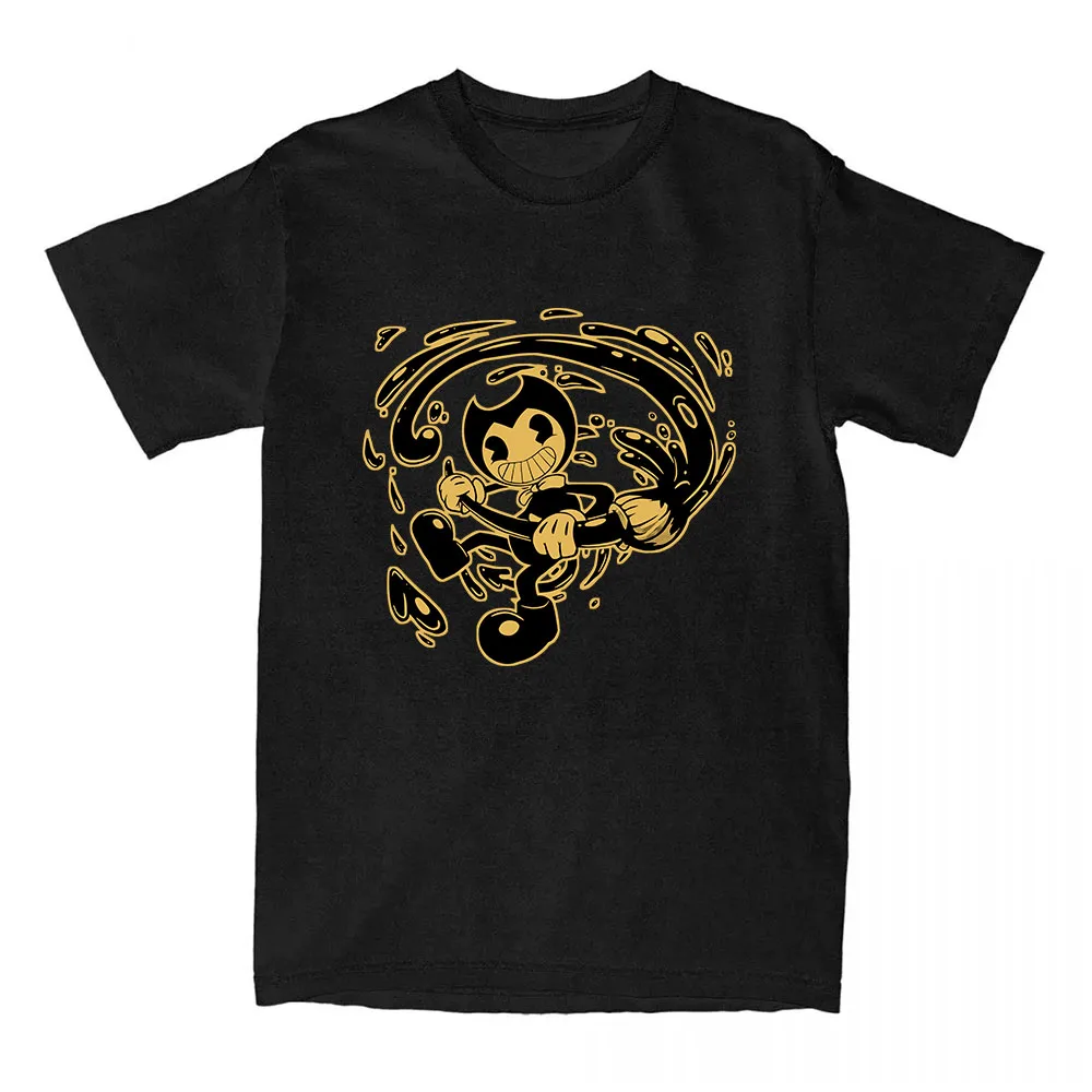 Camiseta Game Bendy and The Ink Machine, camisetas de verano de manga corta para mujer, ropa de calle, camisetas holgadas Unisex con estampado gráfico de cuello redondo